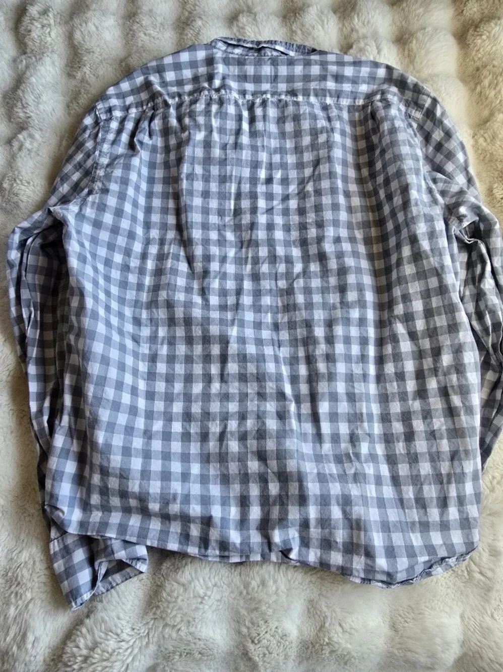 J. Crew Light Blue and White Checker Slim Long Sleeve Button-Down Shirt
